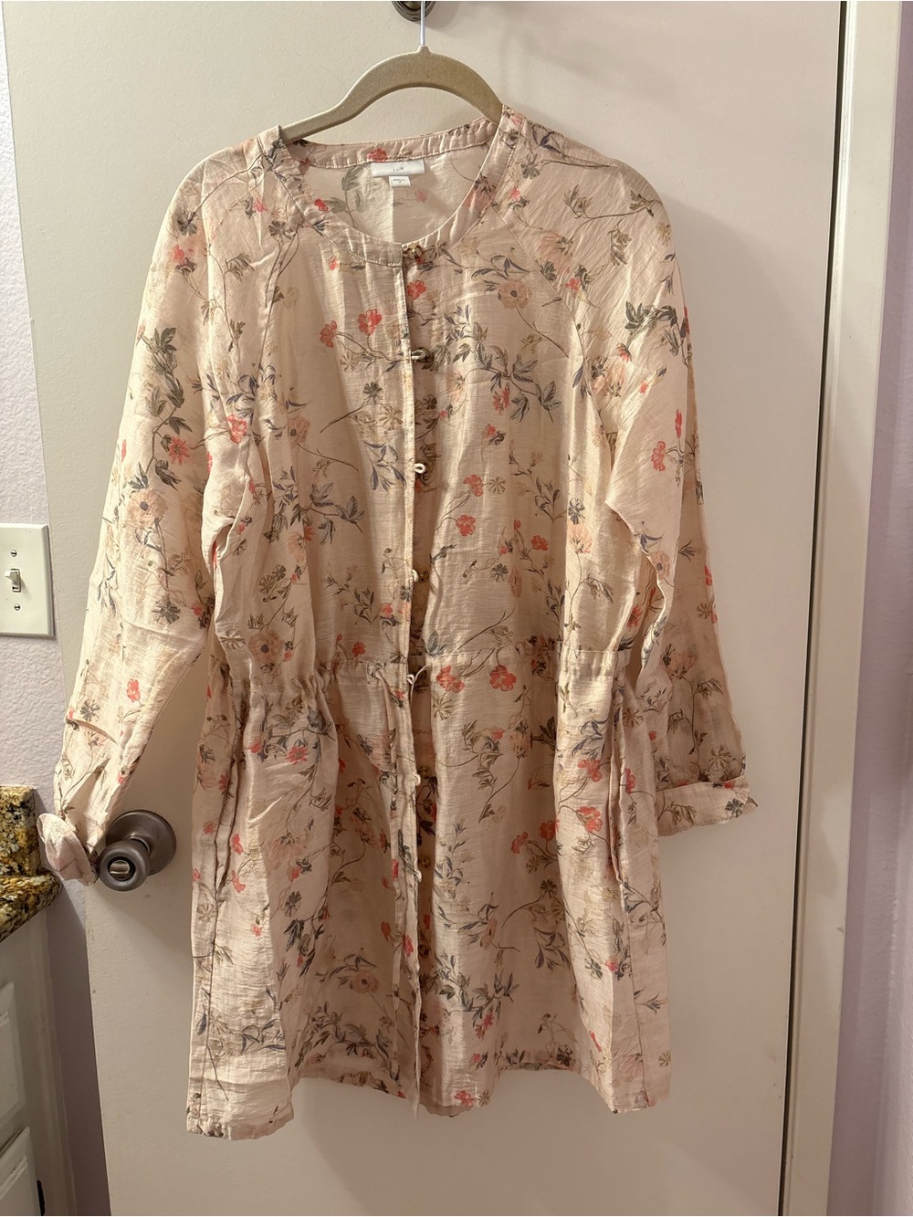 J. JILL Women's Sheer Floral Linen Blend Button Tunic Shirt Sz M/PTP 23/L 36 - Picture 5 of 15
